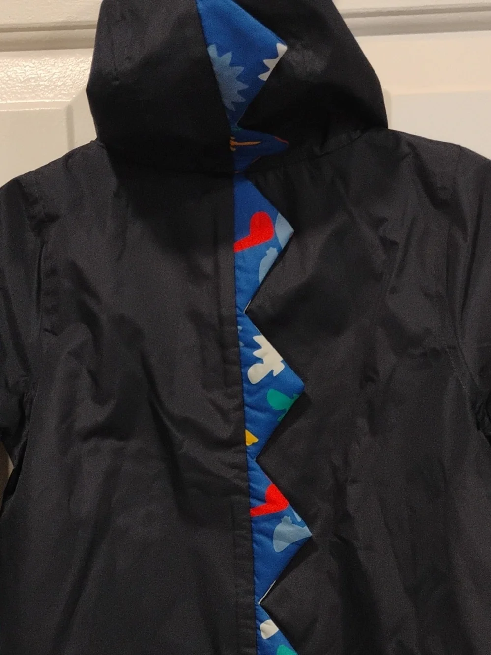 London Fog Black Kids Raincoat with Green Dino Appliqué